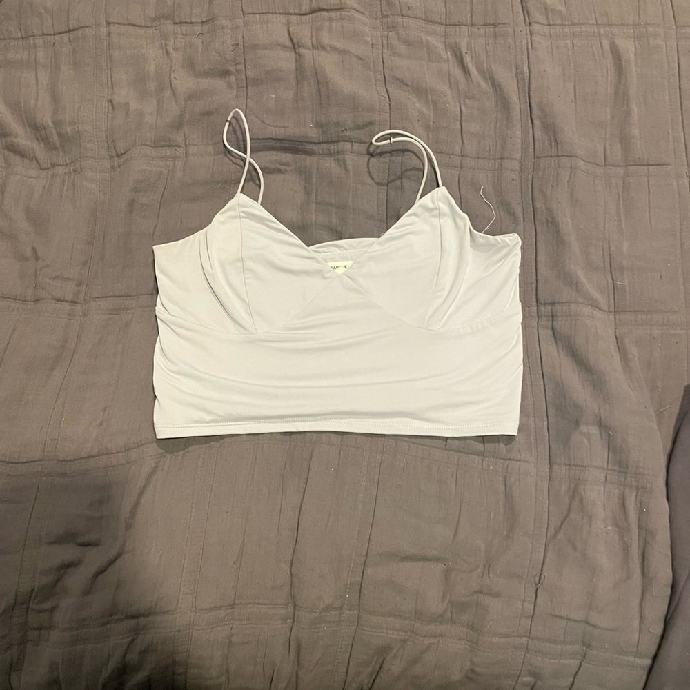 Baby blue cropped garage top